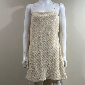 Abercrombie & Fitch Size Medium Ivory Sequin Slip Dress NWT